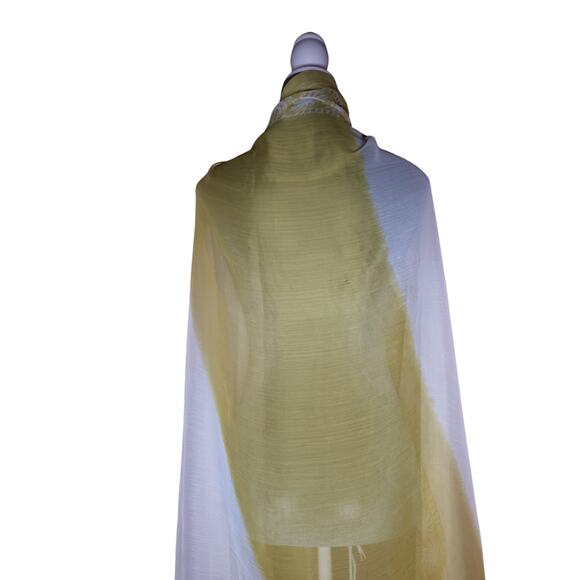 VTG Butter Yellow and White Chiffon Floral XLarge Scarf Swim Cover Up 88"L x48"W - Picture 4 of 7